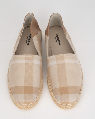 Burberry espadryle jasna krata oraz skorzana pieta