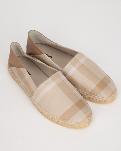 Burberry espadryle jasna krata oraz skorzana pieta