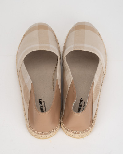 Burberry espadryle jasna krata oraz skorzana pieta