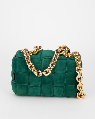 Bottega Veneta Torebka zielona zamszowa chain pochette