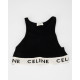 Celine Bluzka  czarny krotki top/stanik z biala guma + logo