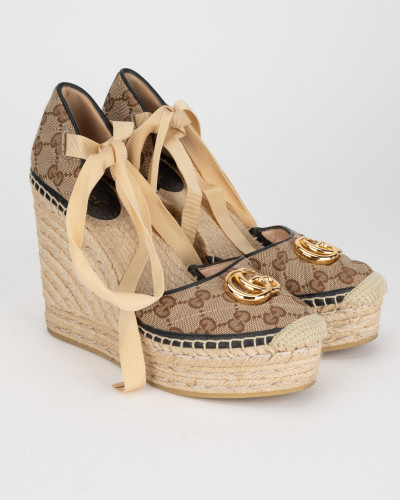 Gucci espadryle na platformie  w print GG