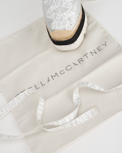 Stella McCartney srebrne espadryle sznurowane na platformie