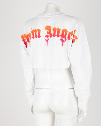 Palm Angels Bialy top z kolorowym logo