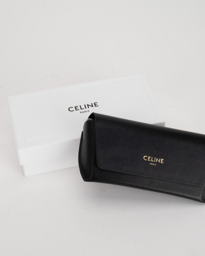 Celine Okulary Czarne owale z czarnym logo