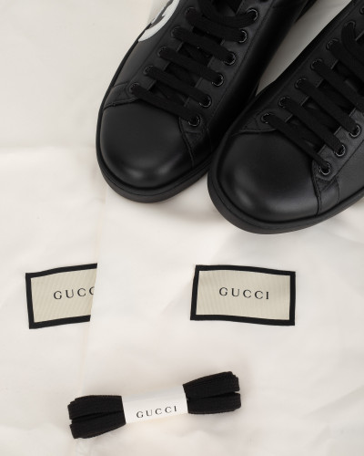 Gucci Sportowe męskie trampki czrane z białym logo