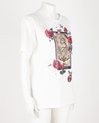 Roberto Cavalli bialy tshirt z nadrukiem