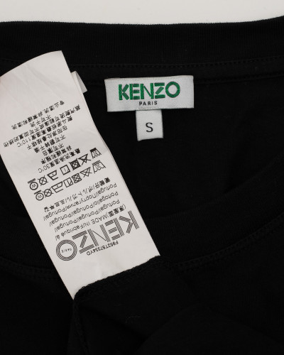 Kenzo tshirt czarny print oko fioletowo-niebieskie