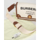 Burberry Torebka  Cross body kremowa z napisem Burberry canvas TB