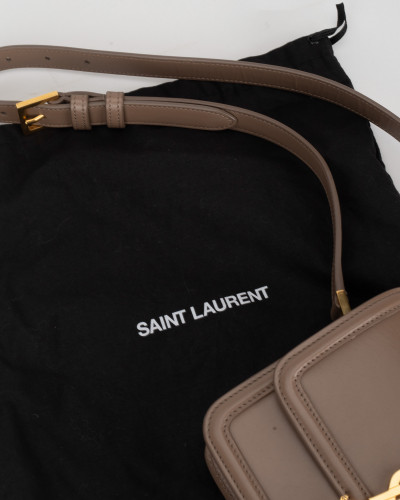 Saint Laurent  Torebka bezowa torebka ze zlotym logo YSL