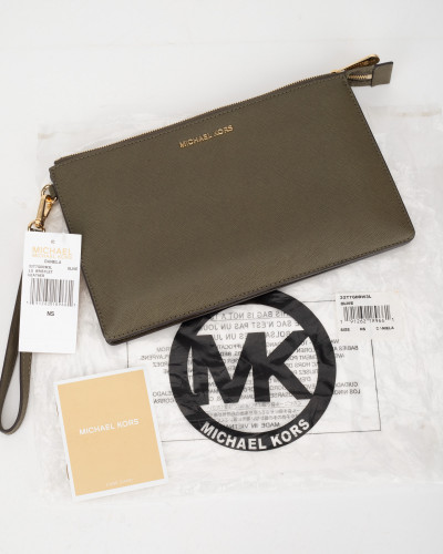 Michael Kors Mała torebka - Skórzana kopertówka khaki