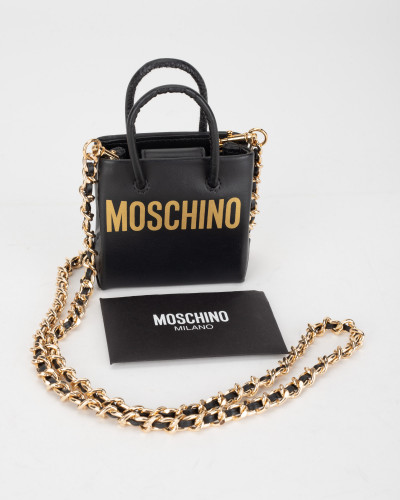 Moschino mini torebka na łancuchu z logo