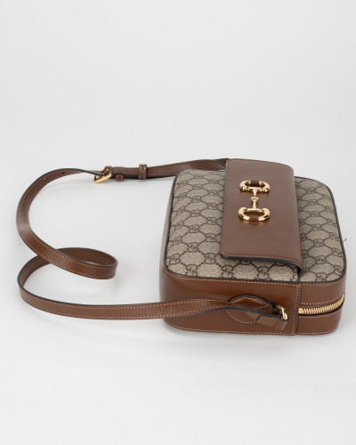 Gucci Torebka Horsebit 1955 small mała brązowa logo z zapięciem