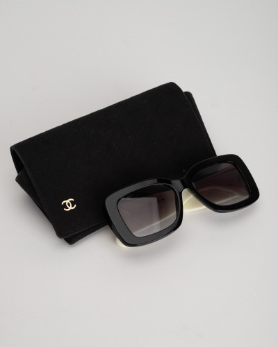 Chanel  Okulary czarne biale raczki