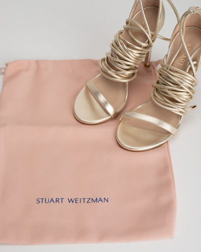 Stuart Weitzman sandałki złote wiązane